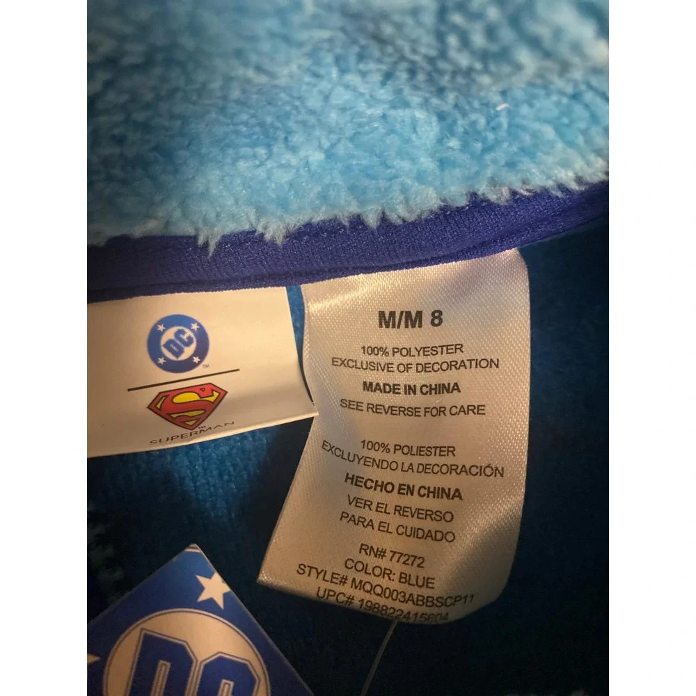 DC Comics Superman Boy's Sherpa Fleece Quarter Zip Pullover Blue M (8) NWT